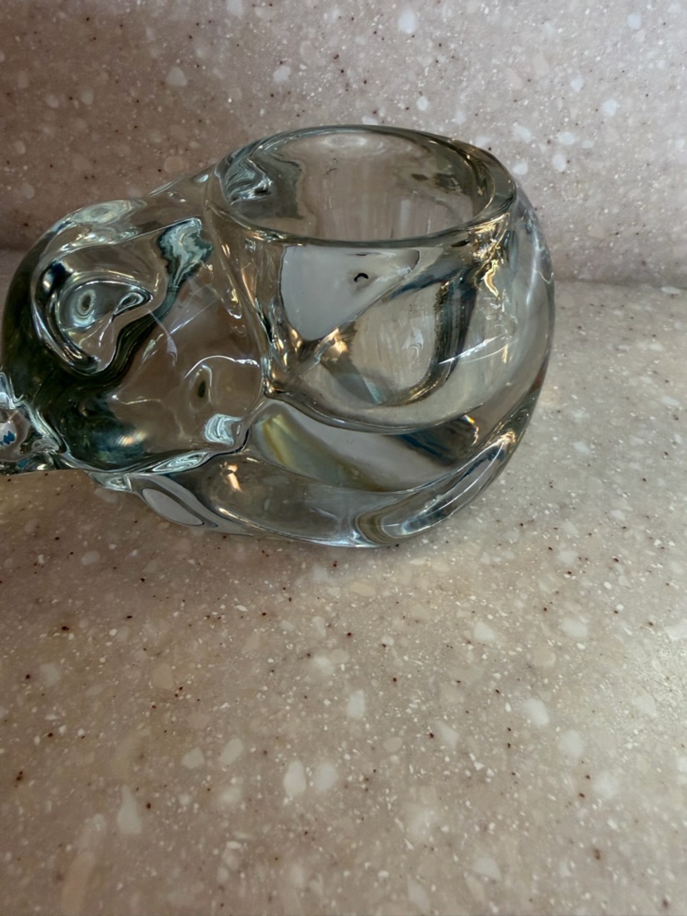 Vintage cat heavy glass tea light holder